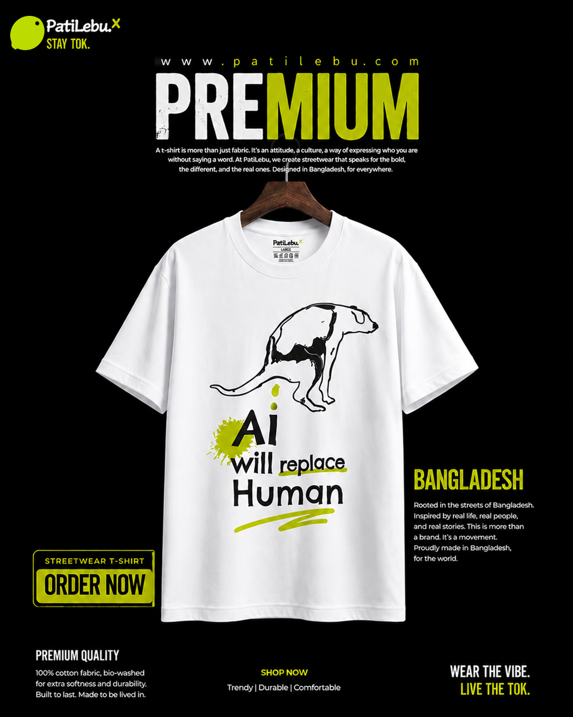 PatiLebu AI Will Replace Human T-Shirt | Future vs Human — PatiLebu Bangladesh Streetwear
