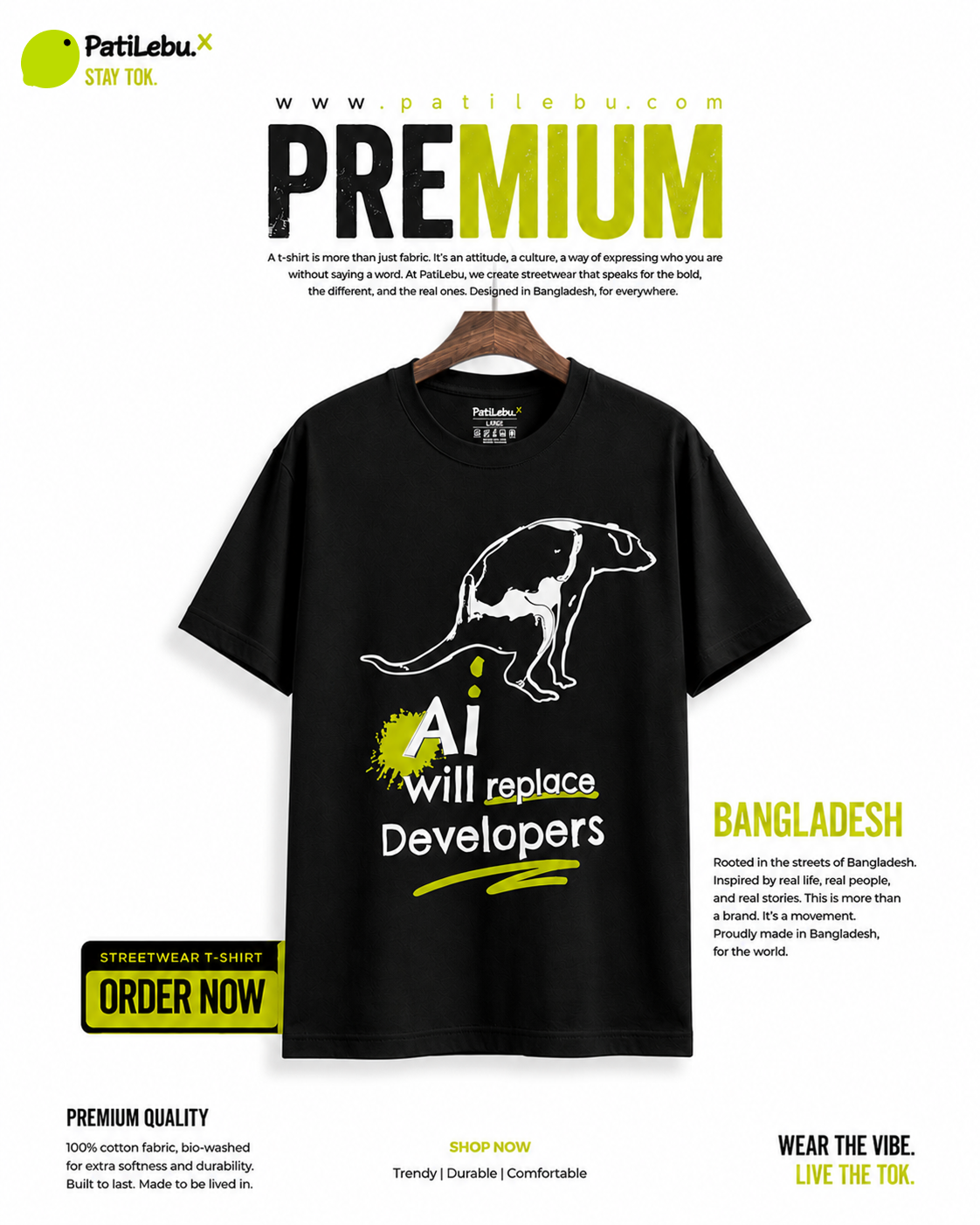 AI will replace developer Tshirt - PatiLebu — PatiLebu Bangladesh Streetwear