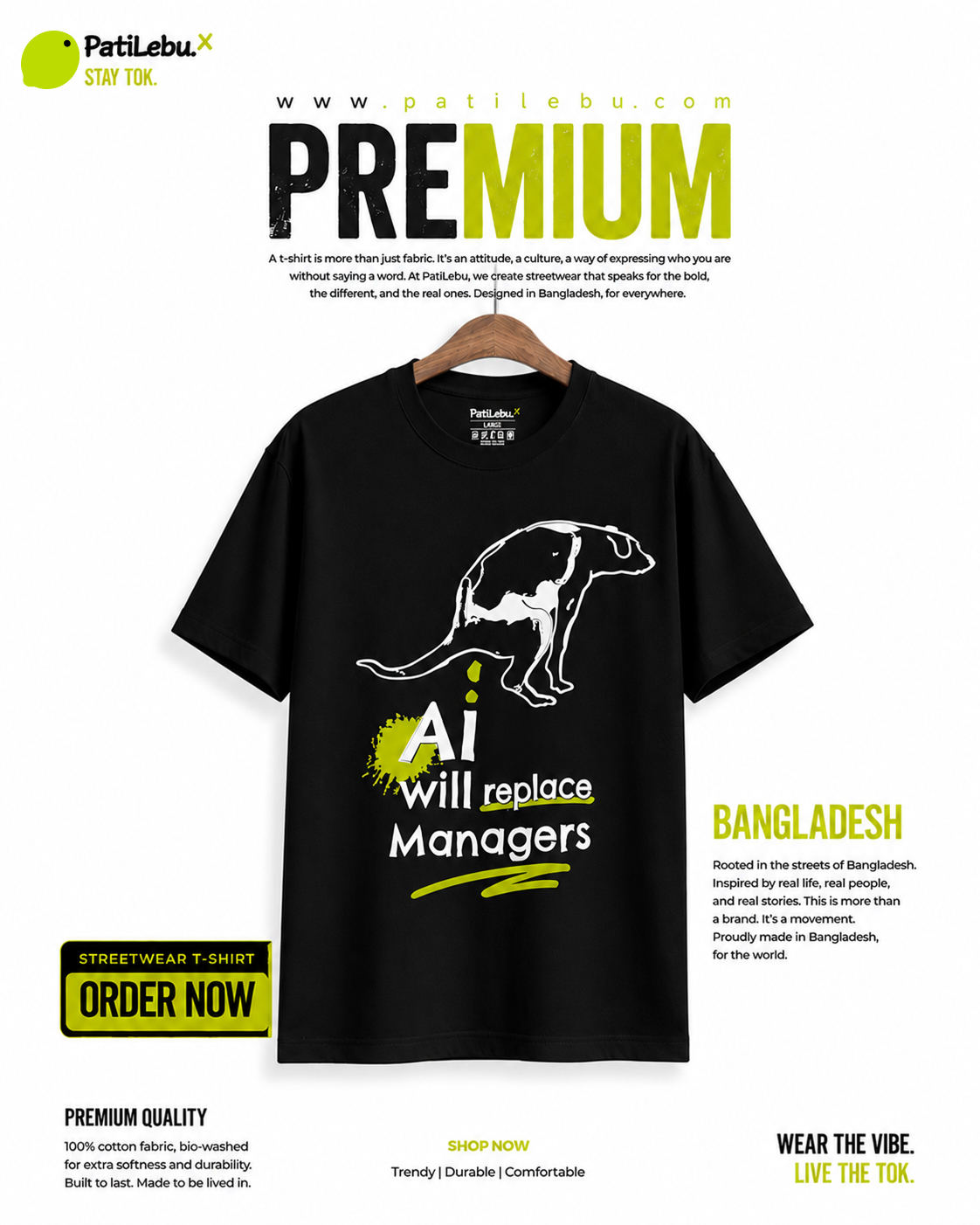 PatiLebu AI Will Replace Managers T-Shirt | অফিস ভাইব — PatiLebu Bangladesh Streetwear